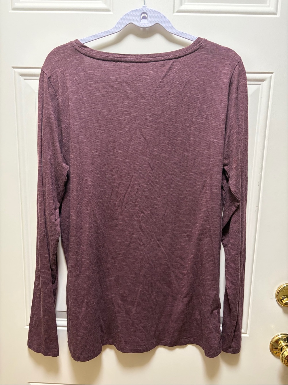 Toad&Co Maroon Heathered Crew neck long sleeve Tee with button side detail XL - Picture 2 of 6